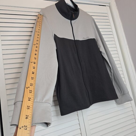 KENNETH COLE NY Gray Colorblock Zip Cotton Jacket Stand Collar Men Medium Sporty - Picture 14 of 14